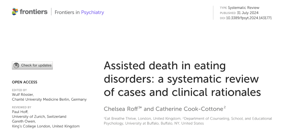 Assisted death in eating disorders: a systematic review of cases and clinical rationales