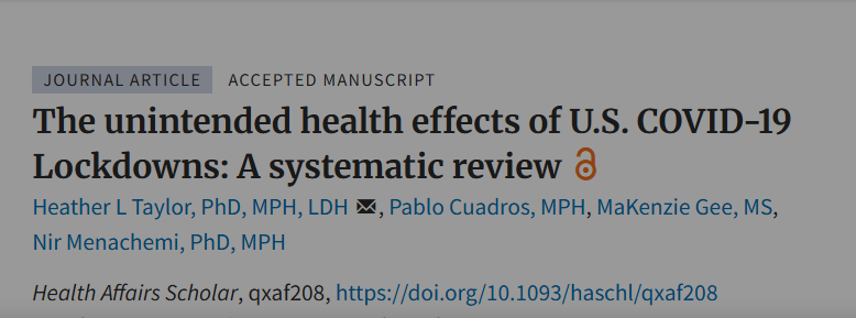 unintended health effects of U.S. COVID-19 Lockdowns