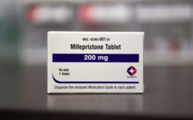 A box containing a mifepristone tablet is pictured Feb. 28, 2023. A Texas woman sued a supplier of mifepristone and a former sexual partner in a lawsuit filed Aug. 11, 2025, in federal court., alleging the former partner spiked her drink with abortifacient drugs — mifepristone and misoprostol — without her knowledge, terminating her pregnancy without her consent. (OSV News photo/Callaghan O’Hare, Reuters)
